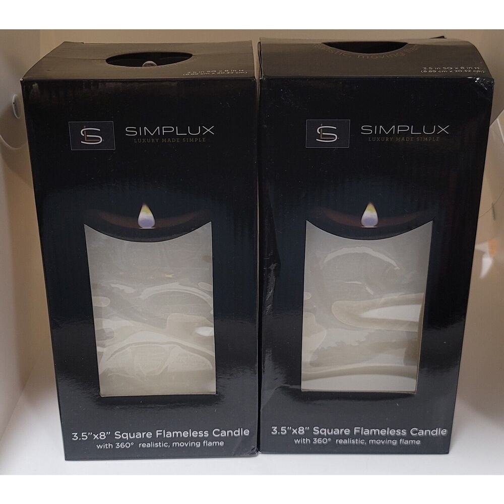 Simplux LED Squared Candle with Moving Flame and Remote (Set of 2)